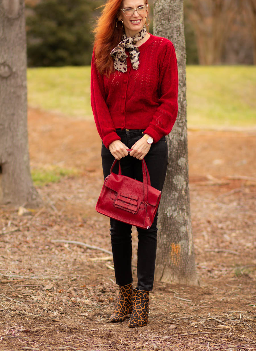 WOmen's red outfit for heart healthy month