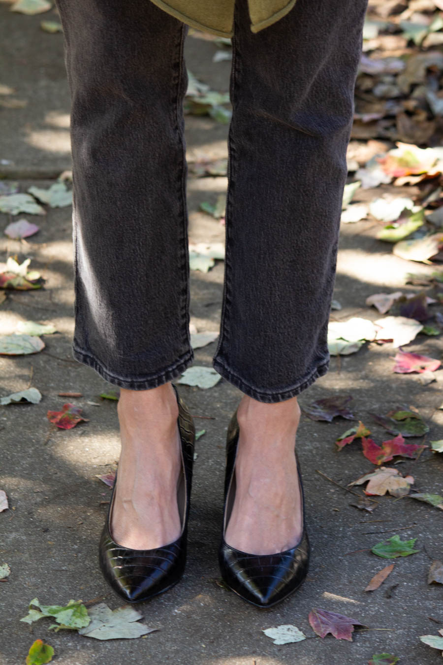 Soft Surroundings cashmere cardigan, cami and Madewell jeans